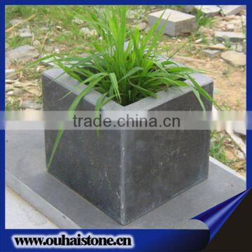 Street decoration square black slate stone flower pots suppliers