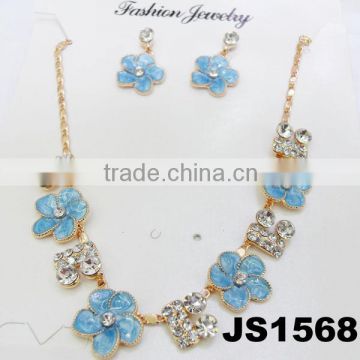 fashion crystal flower necklace sets for girls