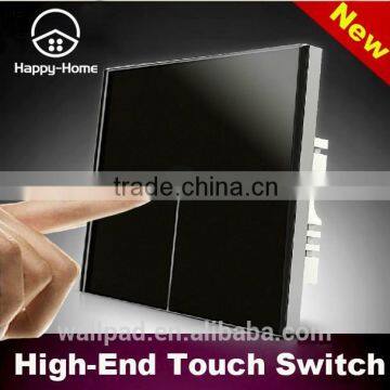 Hot Selling Wallpad C1 Black LED Backlight UK Crystal Glass 110~250V 1 gang 2 way 3 way Touch Light Control Wall Switch