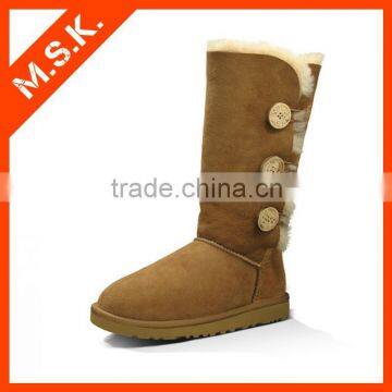 Womens button triplet lamb wool snow boot