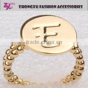 latest wholesale hot sale gold plated custom letter finger ring