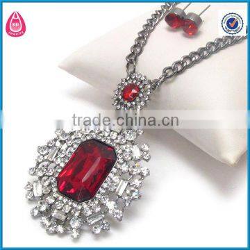 custom wedding favor crystal ruby necklace earring set