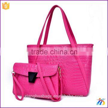 Good fashion pink leather handbags women bags from china supplier