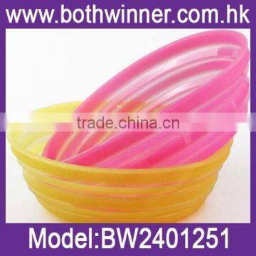 New Arrival Multi-function Camping Silicone Bowl With Cover Silicone Collapsible Travel Bowl With Cover ,MW038