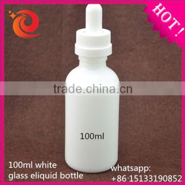 China supplier essential oil 100ml white glass eliquid bottle with childproof cap in stock