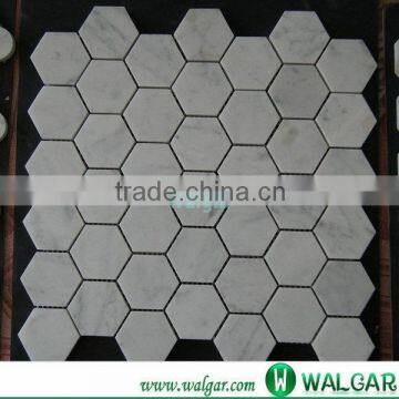 Hexagon white marble mosaic tile