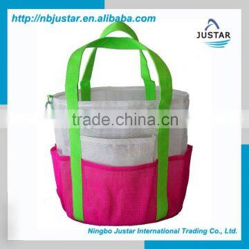 Storage Type, Wholesale Cheap Tote Bag Style Nylon Mesh Bag / Foldable Mesh Beach Towel Bag With Multi Pockets photo-4