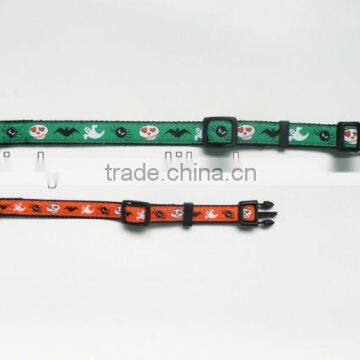 plastic dog collar buckles nylon dog collar, Nylon+jacquard lanyard for Halloween