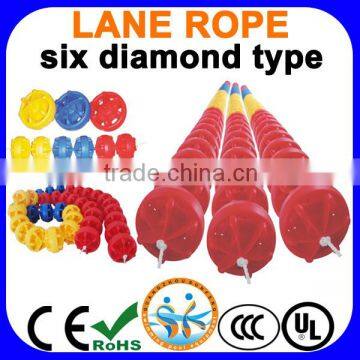 Six diamond swimming pool lane rope