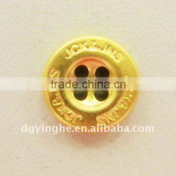 Popular metal alloy sewing button with engarved logo for garment