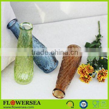 China home decoration wholesale white / black / red / yellow / blue / green / purple flower glass vase