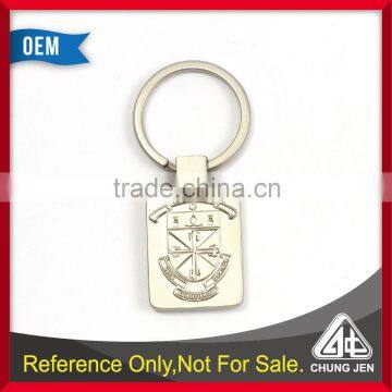 Custom logo design rectangle shield shape zamac keychain