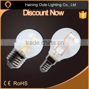 Clear glass material E27 leb g45 bulb filament bulb