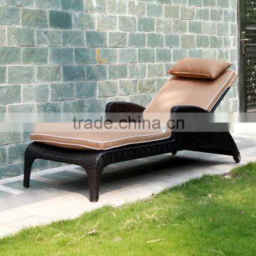 Synthetic Rattan Sun Lounger - Classic Wicker Rattan Sunbed with 1.2mm thickness Alu Frame, Power Coated Woven by Rattan, Wicker