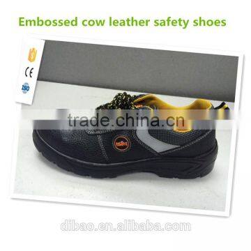 High quality embossed cow Leather safety shoes