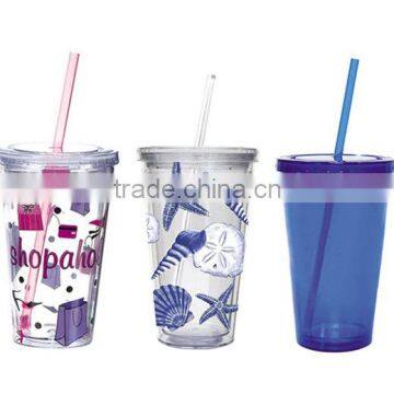 Double Wall Acrylic Tumbler with Straw