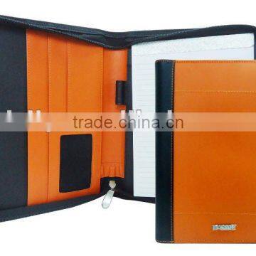 bonded leather notebook portfolio,zipped writing case