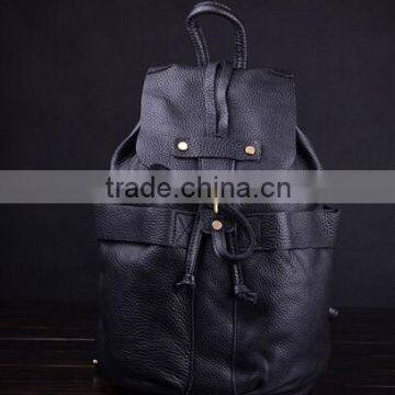 European designer china wholesale pu drawstring fold litchi black name branded double shoulder backpack