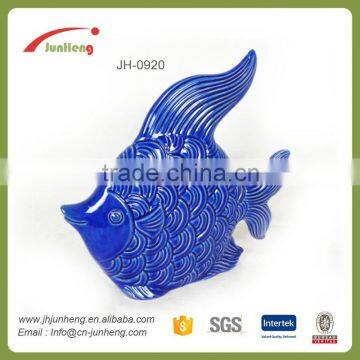 home decor blue glazing ceramic bisque ornaments fish, decorative artificial fish