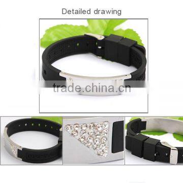 Fashion Power Jewelry 4 in 1 Bio Elements Energy Silicone Bracelet With Crystal Fitness Silicone Wrist Band photo-2