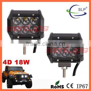 4inch high quality waterproof led light 18w 4D led work light spot/flood for Offroading Vehicles car jeep suv