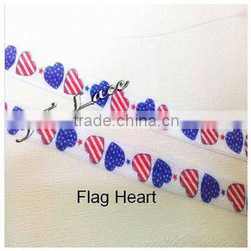 flag heart 5/8 " fold over elastic sell well, hair accessory,hair band,headband