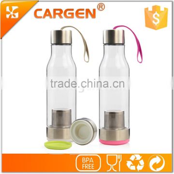 Wholesale customized 600ml plastic tea strainer water bottle