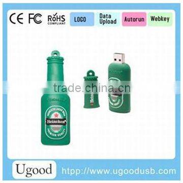 Promotional gift bottle usb,unique design 3D usb stick,impressed soft PVC pendrive