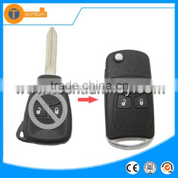 2 button modified folding flip remote key shell replacement with / without battery clamp for Chrysler Dodge Jeep