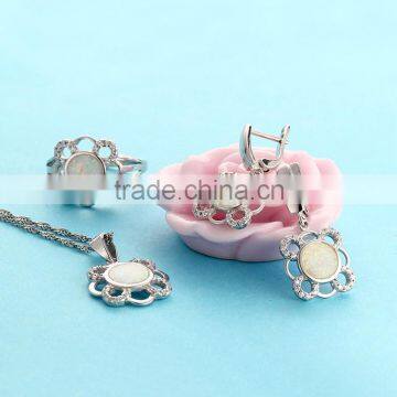 Opal Jewellery White Stone Pendant Necklaces Silver Chain SPI002W
