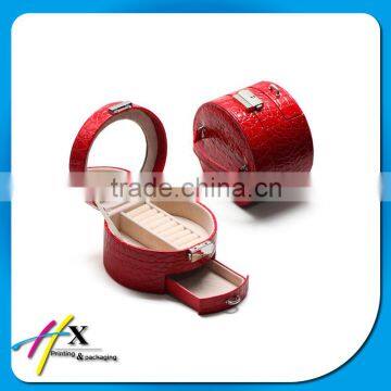 Fancy Round Plastic Mirrored Jewelry Box With Handle photo-3