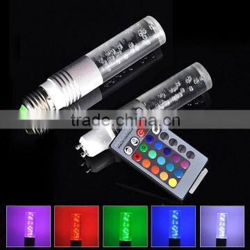 mini RGB 16 Color Changing LED Crystal Light Bulb Lamp E27 CU10 3W +IR Remote Control