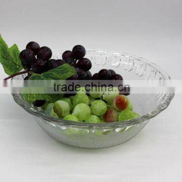 Factory price Four sizes wave edge apple pattern clear glass bowl