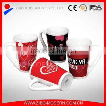 wholesale valentines ceramic gift mug in decal print