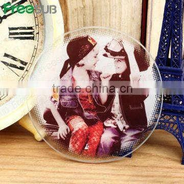 Logo Printing L100*H100*W4mm Round Coaster Sublimation Toughened Blank Glass Photo Coaster photo-5