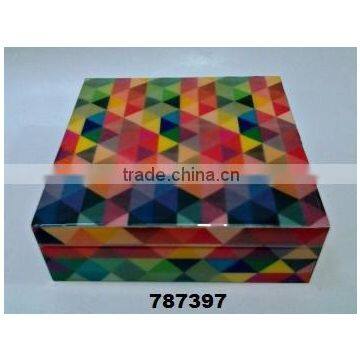 Wooden Box Painted wavy squares