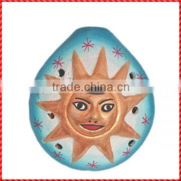 Creative musical smiling sun ceramic handmade ocarina whistle