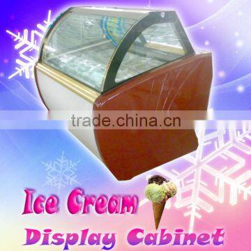 Gelato display case with 12 flavors