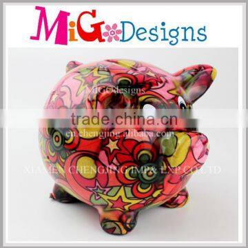 Wholesale Colorful Glazed Ceramic Pig Saving Boxes