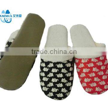 OEM Ladies Indoor Printing Fabric Slipper 2015 Customized Terry Winter High Quality Warm TPR Slippers photo-5