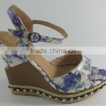 wedge fabric flower shoes