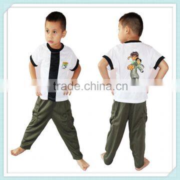 HALLOWEEN PARTY Ben Character Costume Children Kids Short Sleeves Cosplay Clothing Children Ben 10 T-shirt and Long Pants