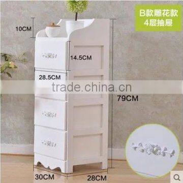 White wooden storage cabinet with drawer