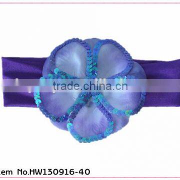 Cotton headband,sequin flowers hairband,silk flowers elastic heaband