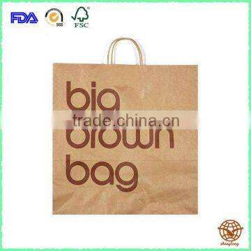 Brown Kraft paper gift bag with Printed logo, Recycle Paper Shopping Bag