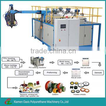 High quality three component thermoplastic TDI+MOCA elastomer casting/pouring machine