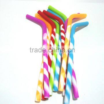 Reusable 5 Pack screw thread Food Grade silicone Drinking Straws