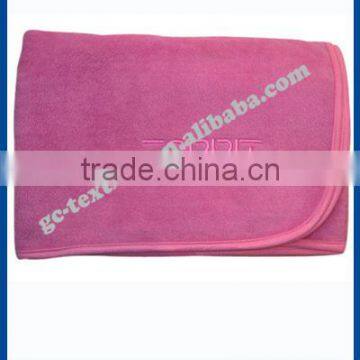 Solid Polar Fleece Blanket With Embroidery Logo and Binding Edge