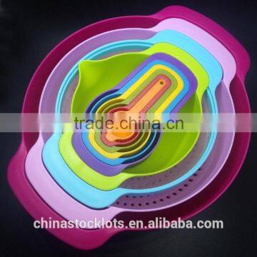 2017 new design kitchen utensils plastic mixing bowl 10pcs set with measuring cup as seen on TV