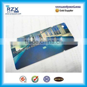 Hot& New design die cut plastic irregular combo card with 113.5*54mm size